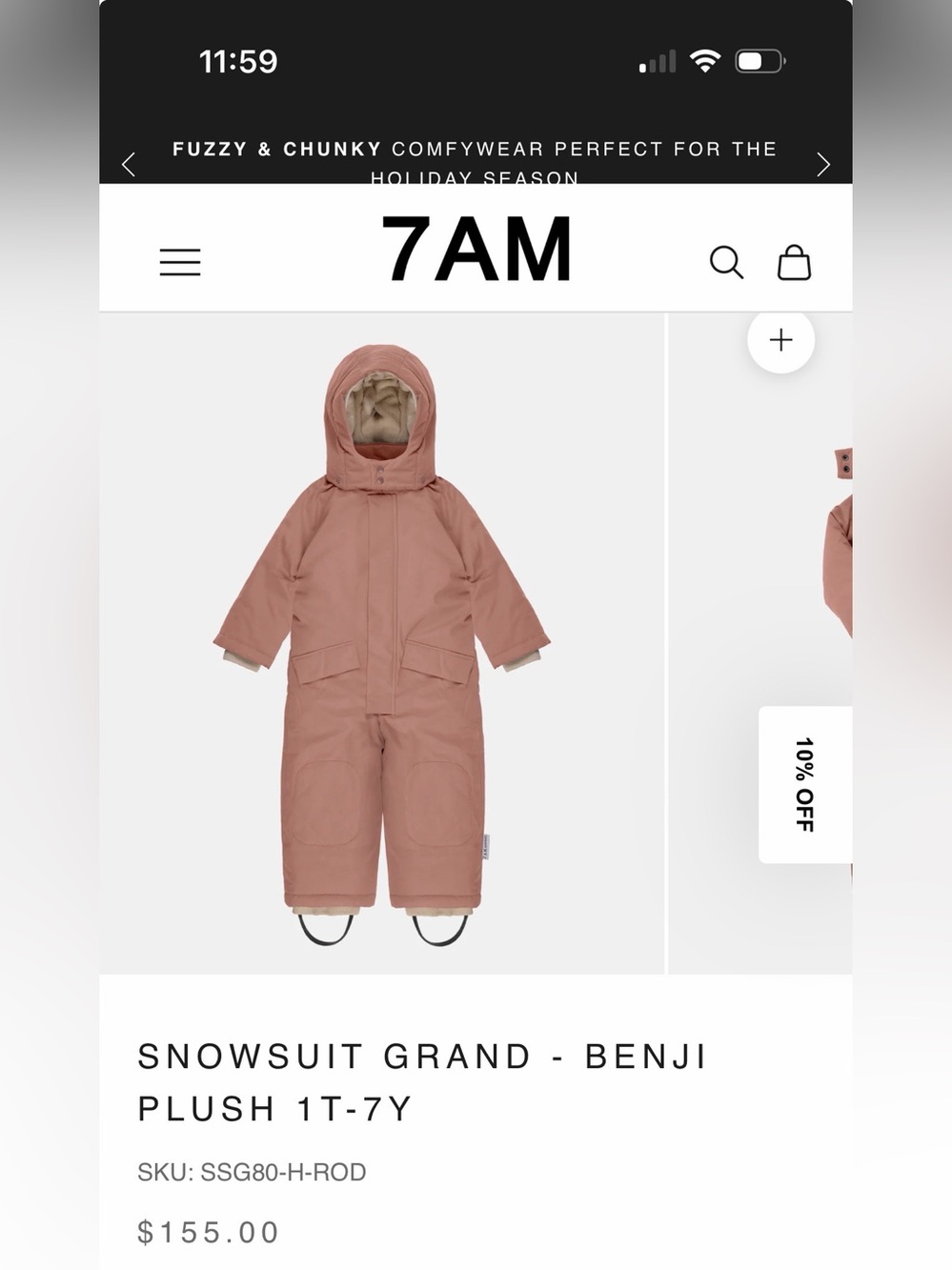 7AM Enfant Benji Plush Snowsuit - Rose (3-4T)